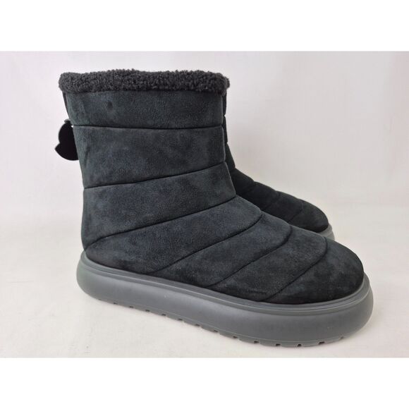 Moncler Women's Black Hermosa Shearling Snow Pull On Ankle Boots Size 41 - Picture 1 of 7